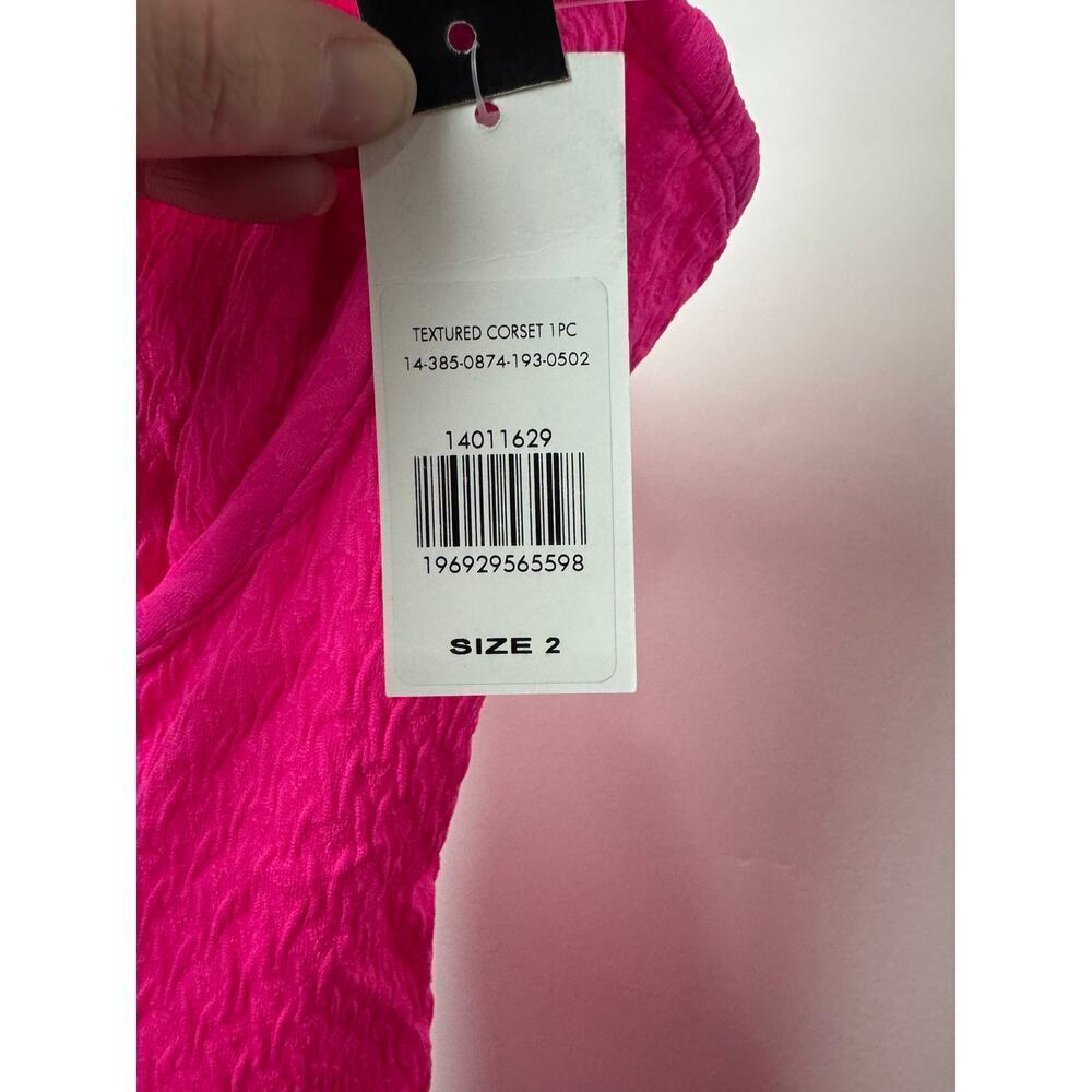 Hot Pink Textured One Piece Swimsuit with Underwire 2X (FTF) - Picture 11 of 12